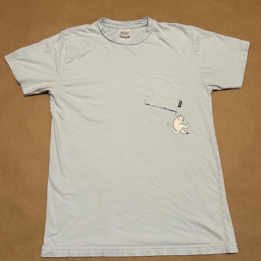 RIPNDIP Light Blue Pocket T-Shirt Mens Medium